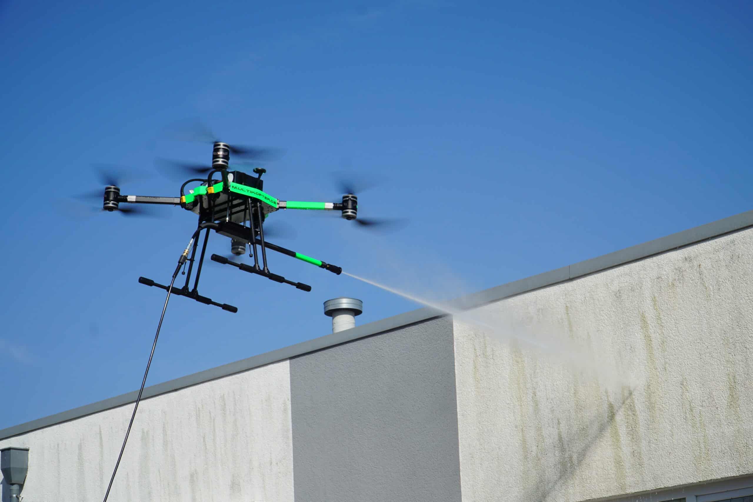 Industrial facility drone cleaning